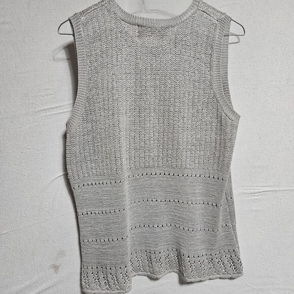 BICE‎ by SAG HARBOR SILVER  100% SILK WOVEN SLEEVELESS Sweater , No Size glam - Picture 4 of 6